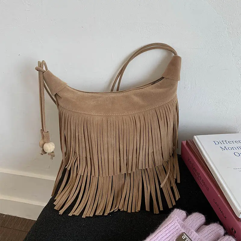 Women Korean Style Fringe Shoulder Bag Brown 2025 - Image 2