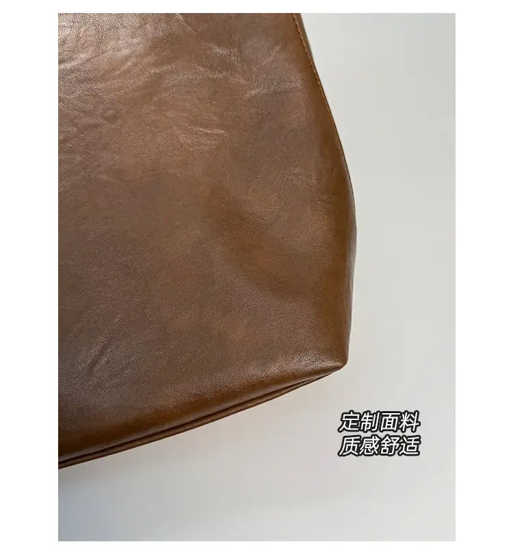 Women Retro Brown Leather Tote Bag Large Capacity — feature 9