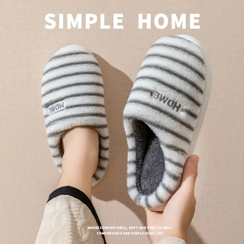 Warm Cotton Wool Slippers for Women Men Winter Indoor Non-Slip - Image 9