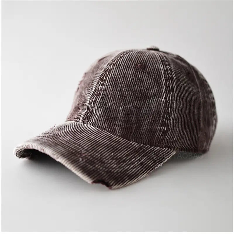 Men's Corduroy Baseball Cap Beige Notched Casual - Image 12