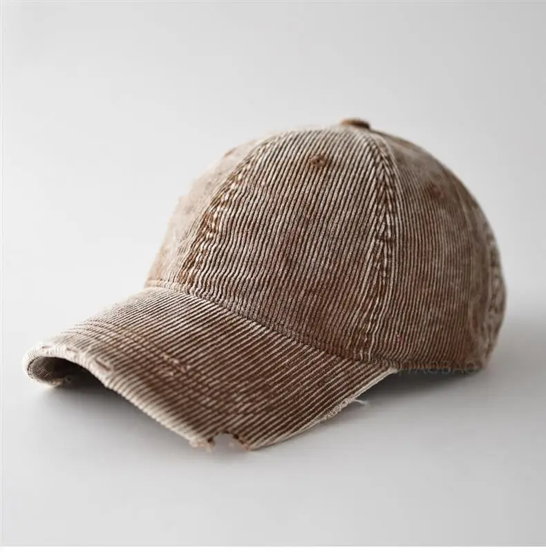 Men's Corduroy Baseball Cap Beige Notched Casual — feature 11