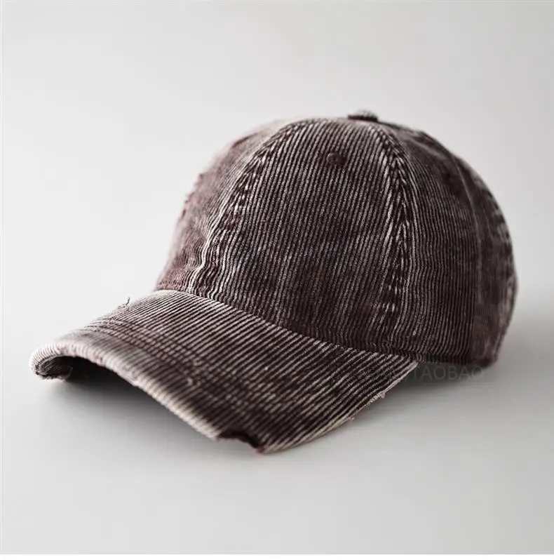 Men's Corduroy Baseball Cap Beige Notched Casual — feature 2