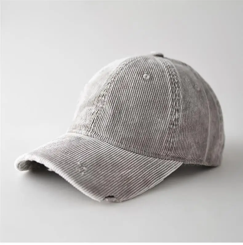 Men's Corduroy Baseball Cap Beige Notched Casual — feature 4