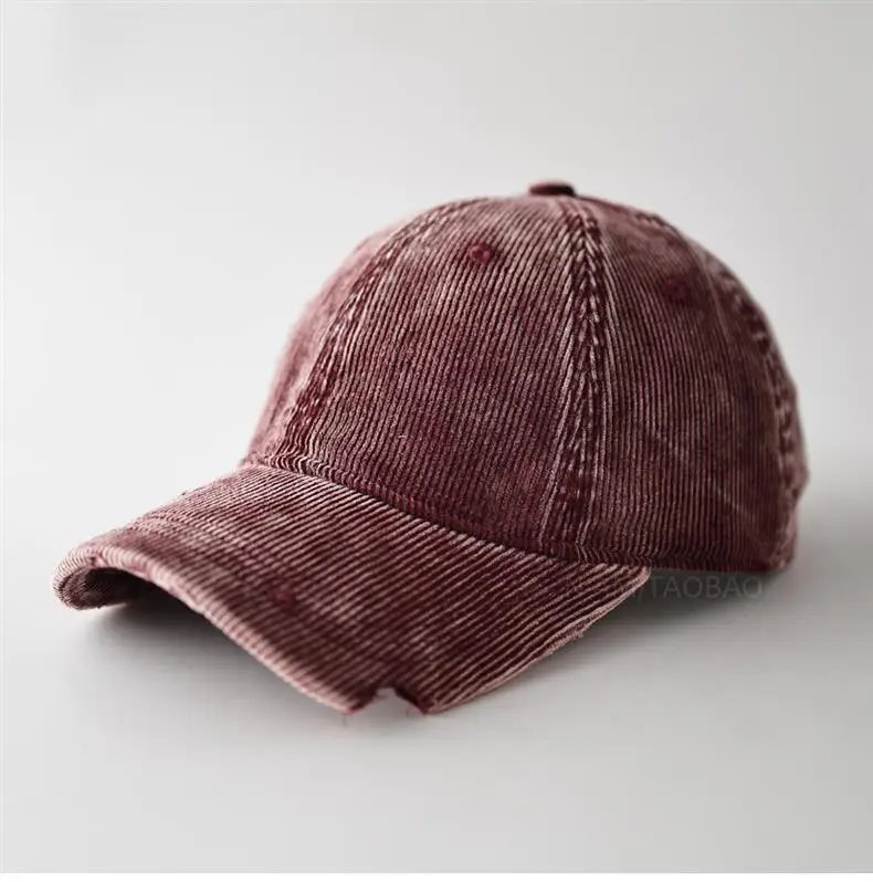 Men's Corduroy Baseball Cap Beige Notched Casual — feature 5
