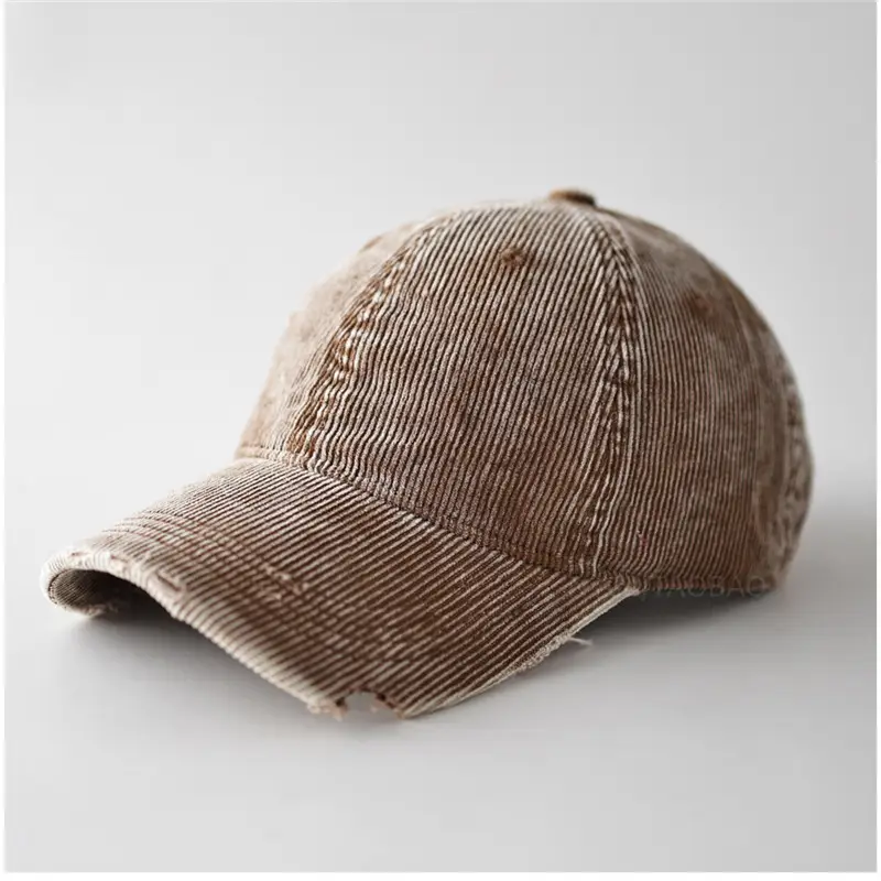 Men's Corduroy Baseball Cap Beige Notched Casual - Image 10