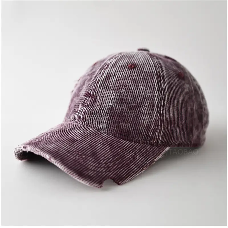 Men's Corduroy Baseball Cap Beige Notched Casual - Image 11