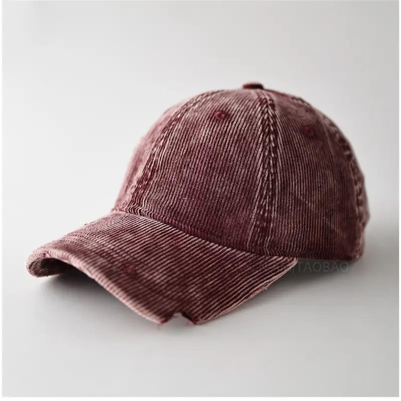 Men's Corduroy Baseball Cap Beige Notched Casual - Image 6