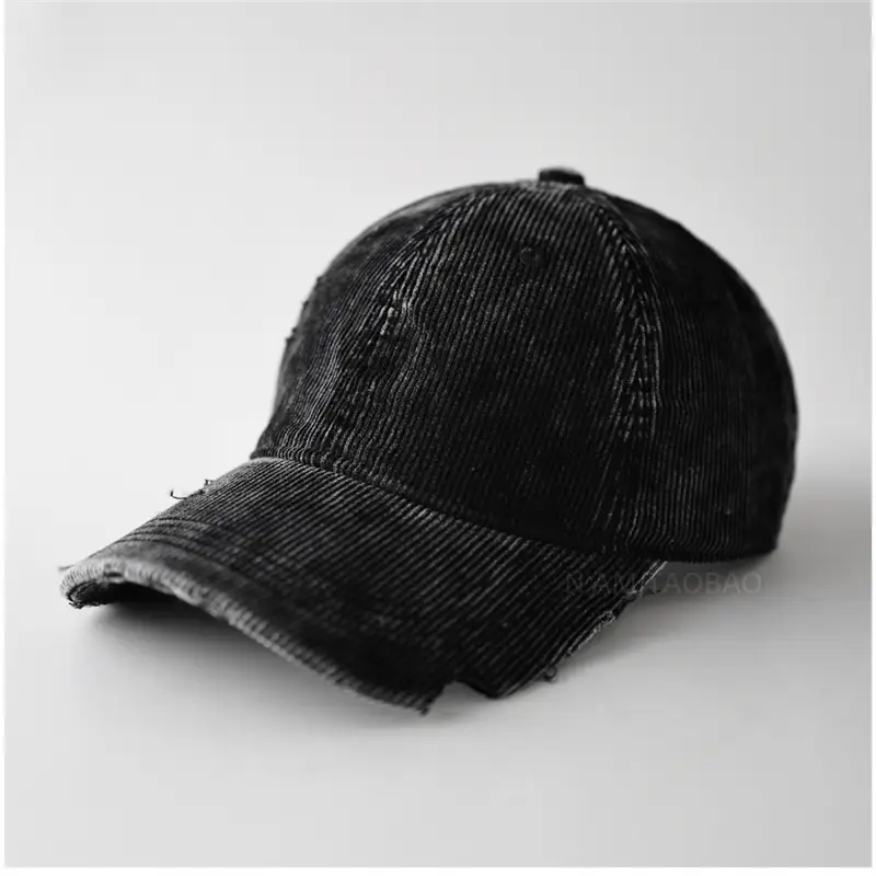 Men's Corduroy Baseball Cap Beige Notched Casual - Image 7