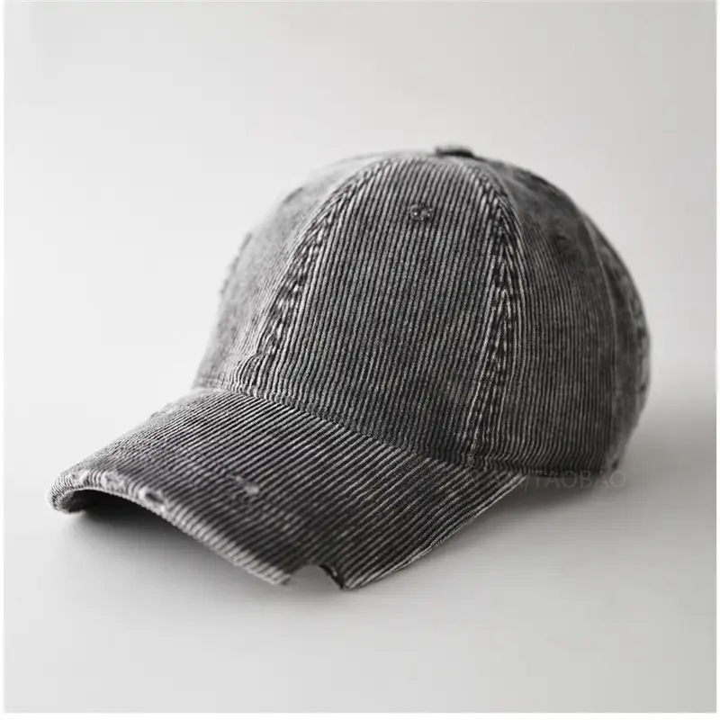 Men's Corduroy Baseball Cap Beige Notched Casual - Image 8
