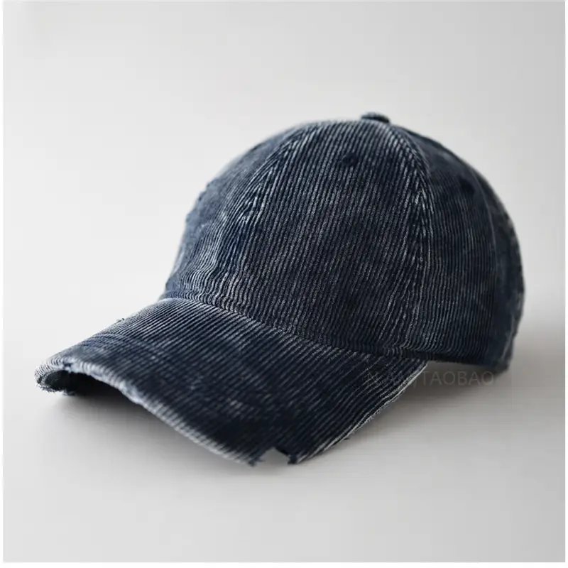 Men's Corduroy Baseball Cap Beige Notched Casual - Image 9