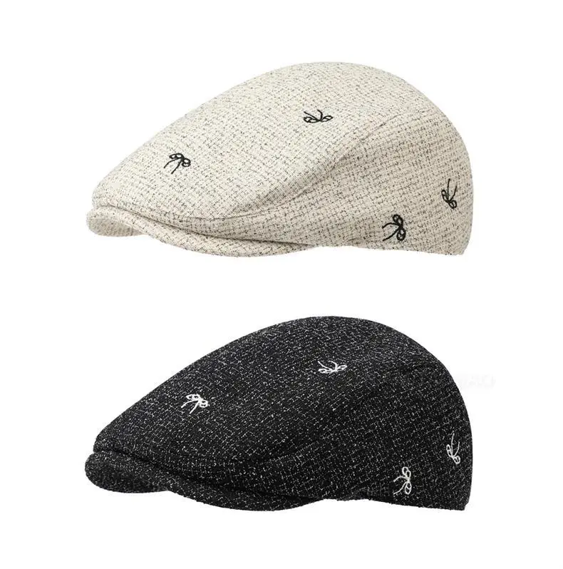 Women's Bowknot Embroidered Sunshade Cap Early Autumn — feature 1