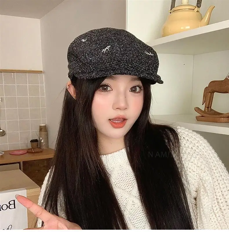 Women's Bowknot Embroidered Sunshade Cap Early Autumn — feature 12