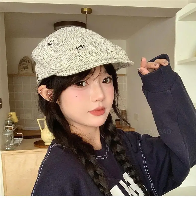 Women's Bowknot Embroidered Sunshade Cap Early Autumn — feature 13