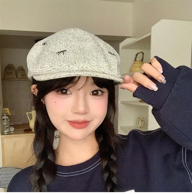 Women's Bowknot Embroidered Sunshade Cap Early Autumn — feature 14