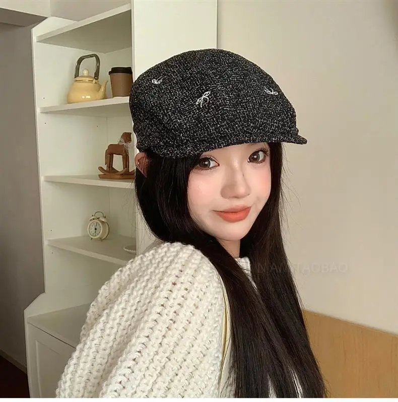 Women's Bowknot Embroidered Sunshade Cap Early Autumn — feature 15