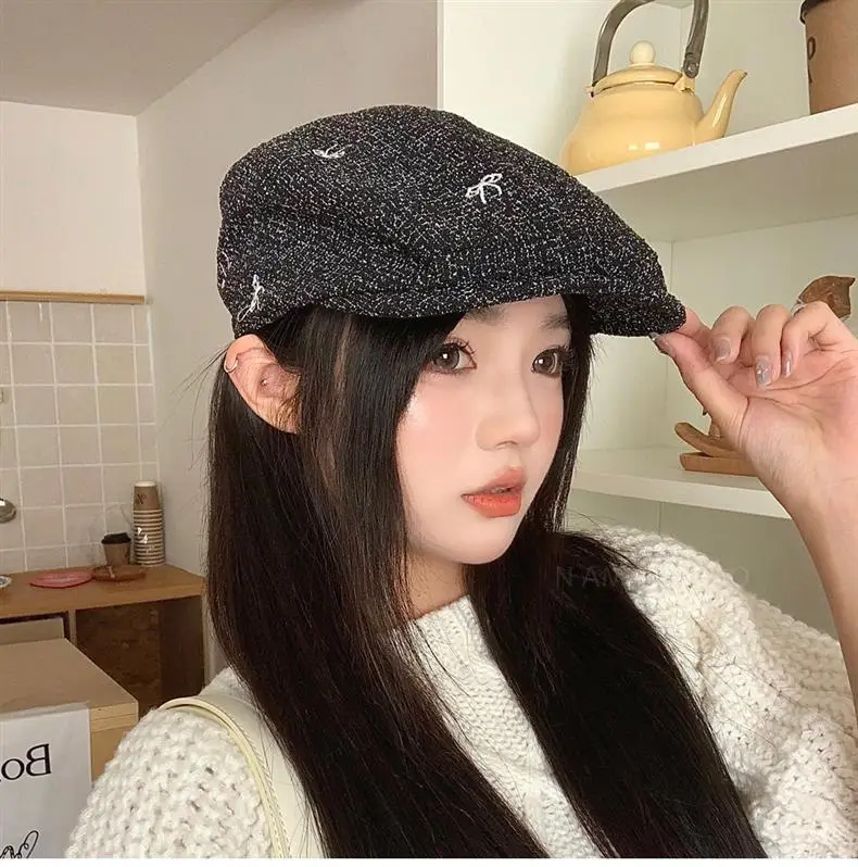Women's Bowknot Embroidered Sunshade Cap Early Autumn — feature 16