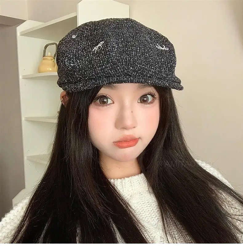 Women's Bowknot Embroidered Sunshade Cap Early Autumn — feature 17