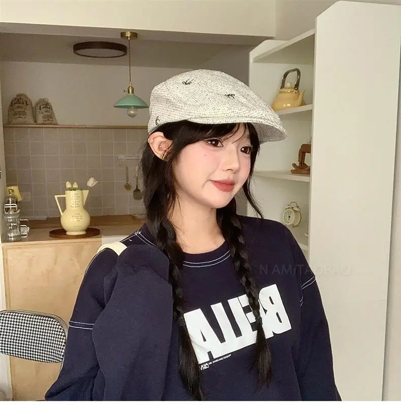 Women's Bowknot Embroidered Sunshade Cap Early Autumn — feature 3