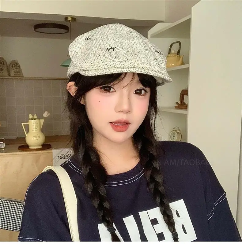 Women's Bowknot Embroidered Sunshade Cap Early Autumn — feature 9