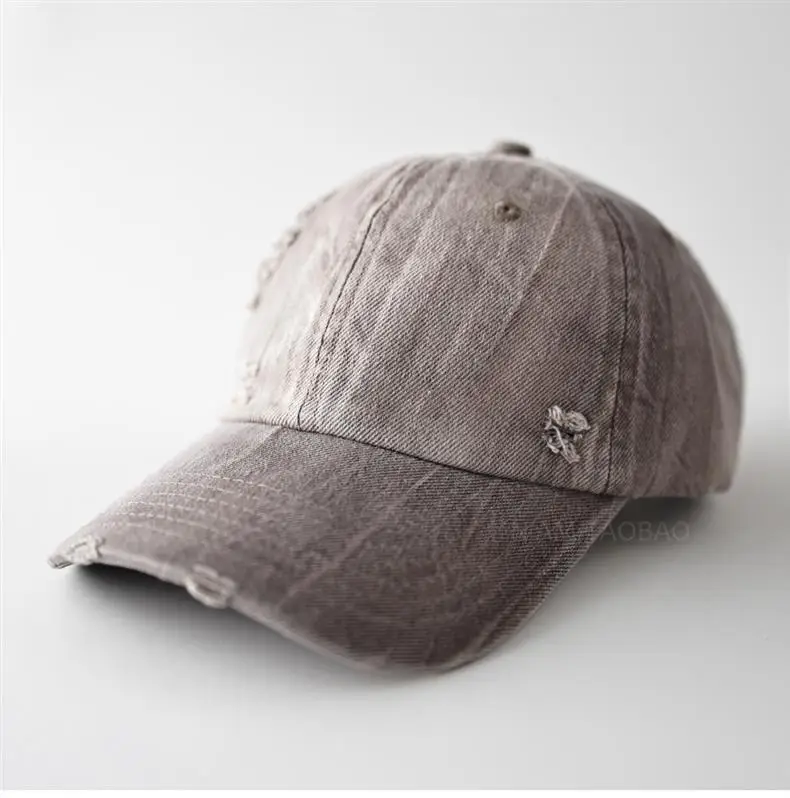 Men Women Distressed Baseball Cap Brown Duckbill Sunshade — feature 1