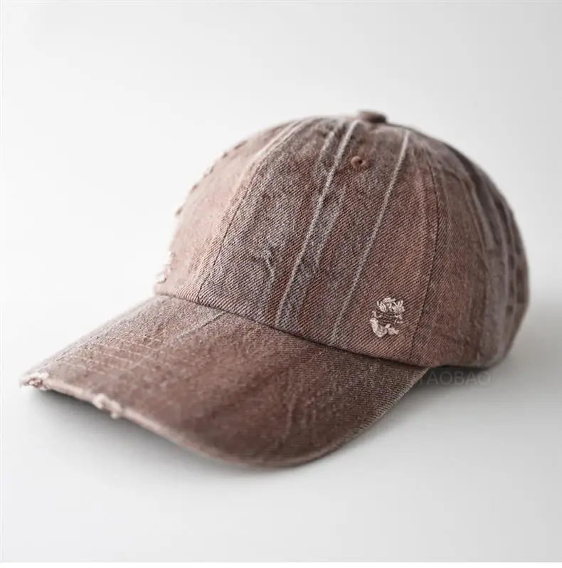 Men Women Distressed Baseball Cap Brown Duckbill Sunshade — feature 2