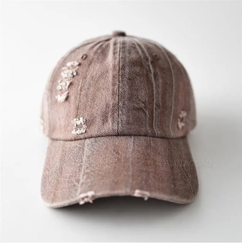 Men Women Distressed Baseball Cap Brown Duckbill Sunshade — feature 5