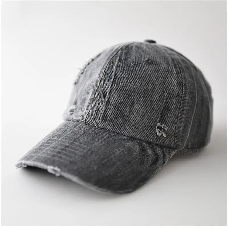 Men Women Distressed Baseball Cap Brown Duckbill Sunshade - Image 4