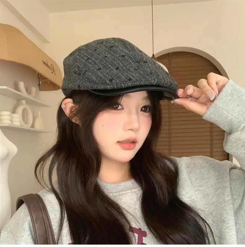 Women Herringbone Brim Hat with Sunshade & Duck Cap — feature 13
