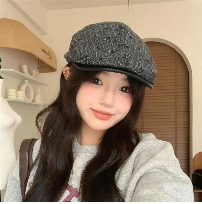 Women Herringbone Brim Hat with Sunshade & Duck Cap — feature 14
