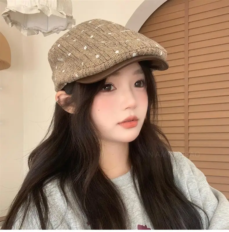Women Herringbone Brim Hat with Sunshade & Duck Cap — feature 17