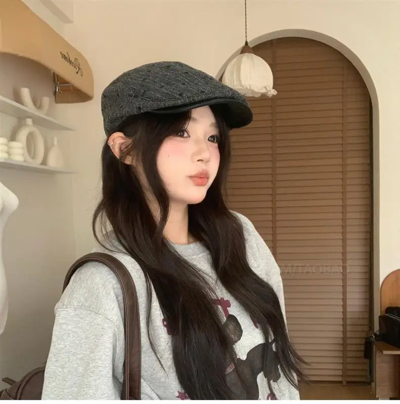Women Herringbone Brim Hat with Sunshade & Duck Cap — feature 7