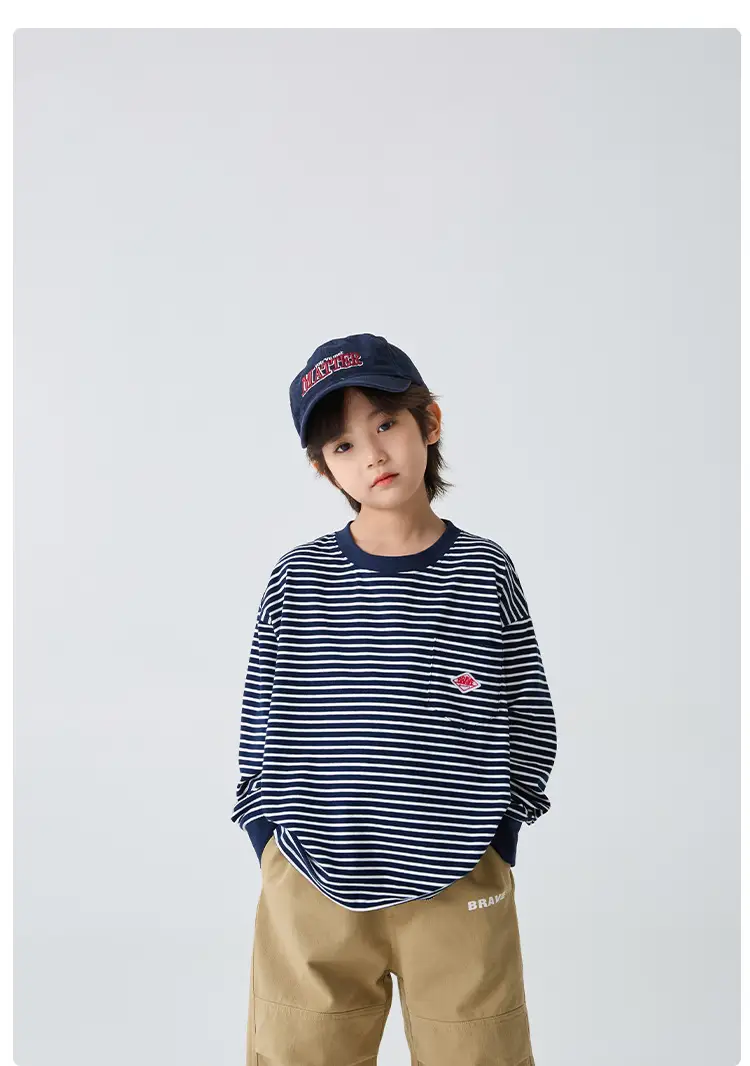 Haima Boys Striped Cotton Long Sleeve T-Shirt 2026 — feature 11