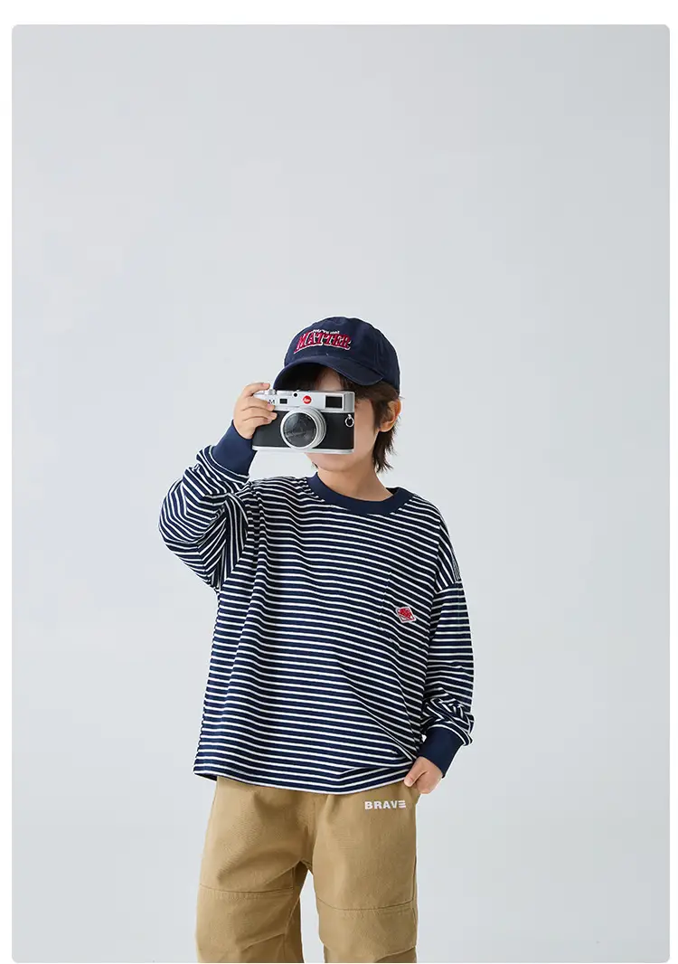 Haima Boys Striped Cotton Long Sleeve T-Shirt 2026 — feature 9