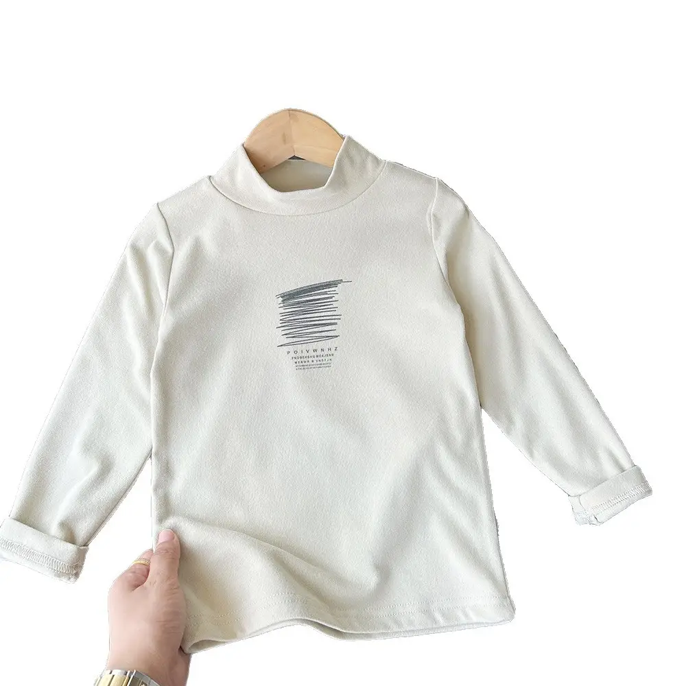 New Autumn Kids Printed Half-High Collar Shirt Set