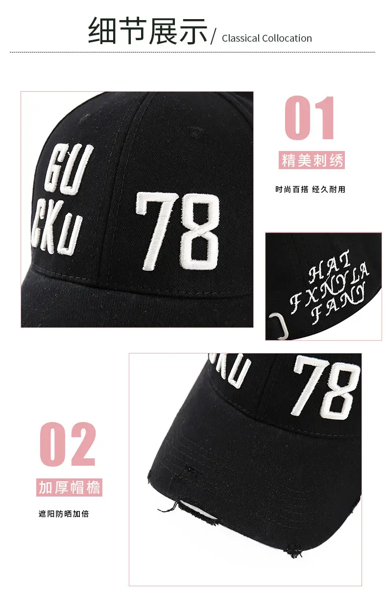 Men Black 6U Cku 78 Letter Cap Cap — feature 12