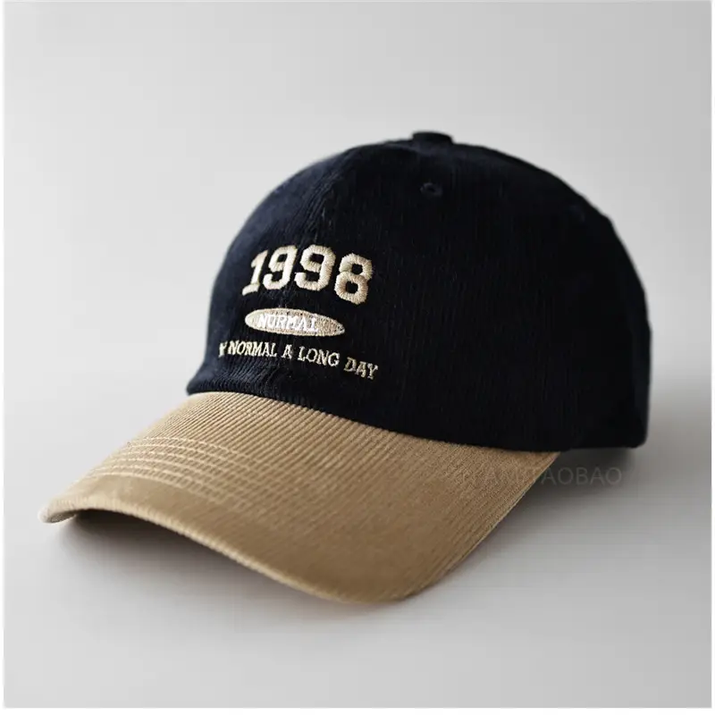1998 Embroidered Baseball Cap Black Beige Men Women - Image 8