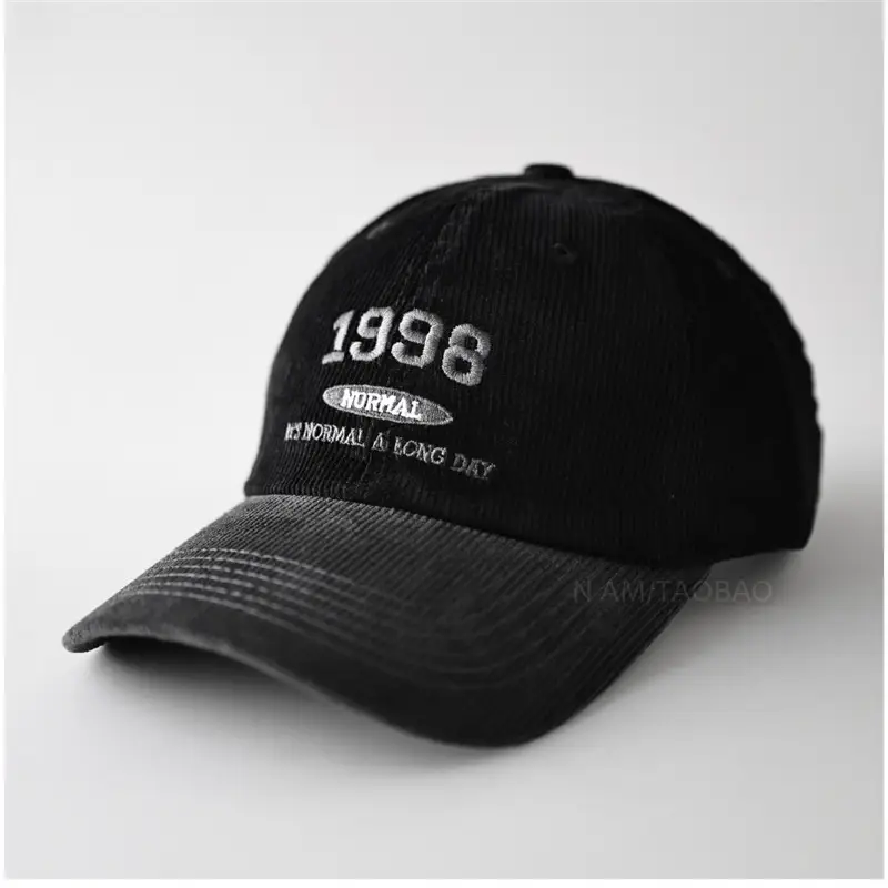 1998 Embroidered Baseball Cap Black Beige Men Women - Image 2
