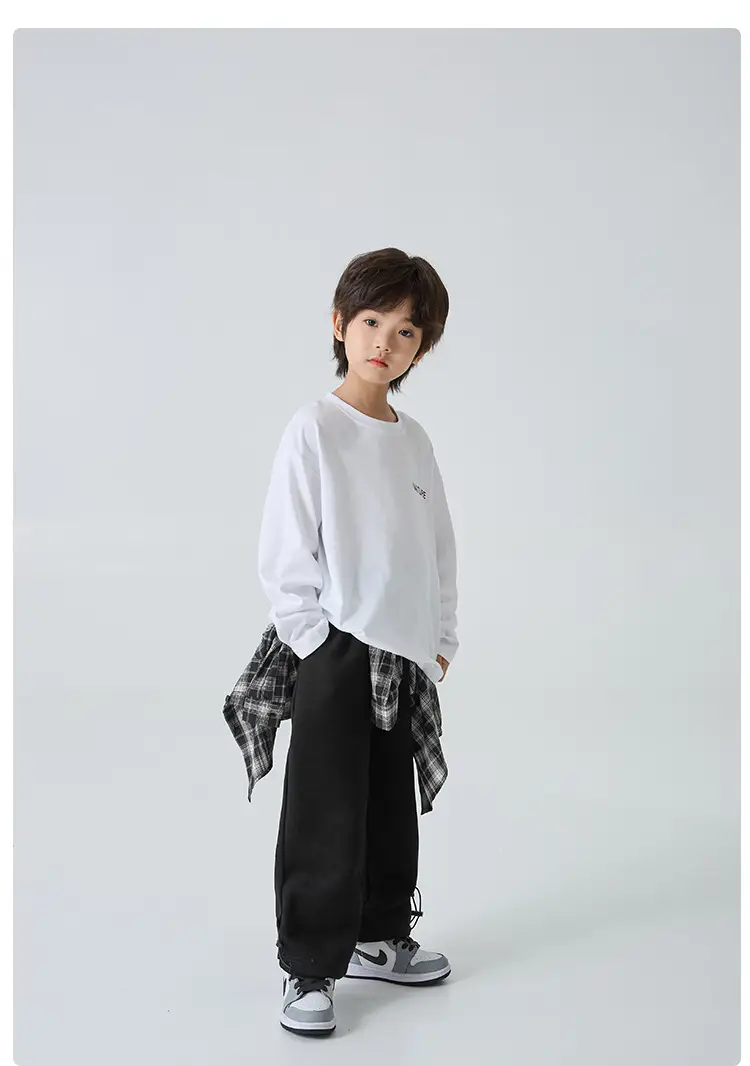 Boys Pure Cotton Long Sleeve T-Shirt Green Spring Autumn — feature 12
