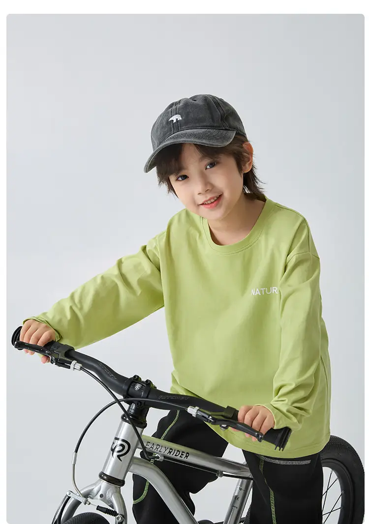 Boys Pure Cotton Long Sleeve T-Shirt Green Spring Autumn — feature 19