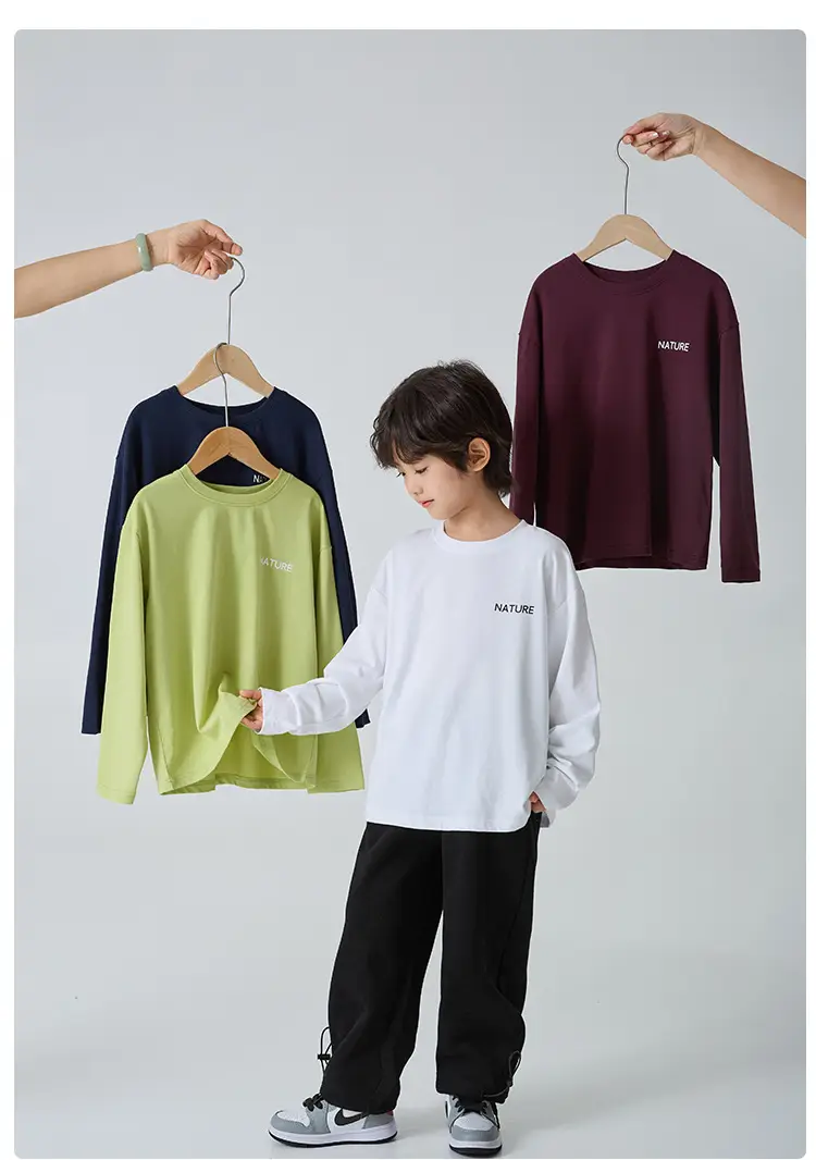 Boys Pure Cotton Long Sleeve T-Shirt Green Spring Autumn — feature 9