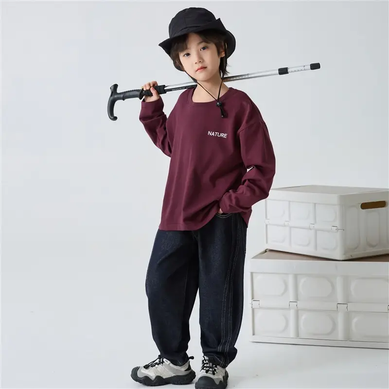 Boys Pure Cotton Long Sleeve T-Shirt Green Spring Autumn - Image 2
