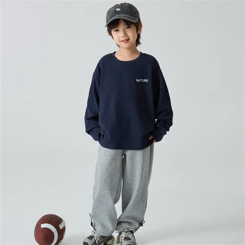 Boys Pure Cotton Long Sleeve T-Shirt Green Spring Autumn - Image 3