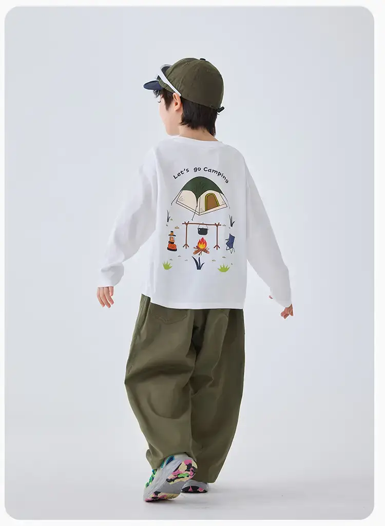 Haima Kids Long Sleeve T-Shirt Campfire Print White — feature 13