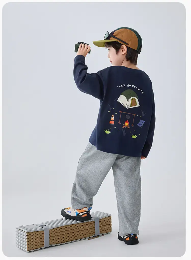 Haima Kids Long Sleeve T-Shirt Campfire Print White — feature 15