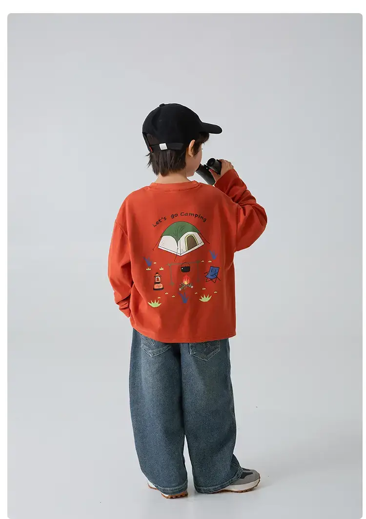 Haima Kids Long Sleeve T-Shirt Campfire Print White — feature 17
