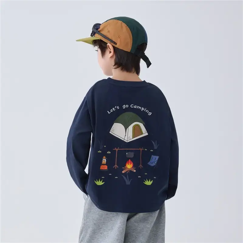 Haima Kids Long Sleeve T-Shirt Campfire Print White - Image 2
