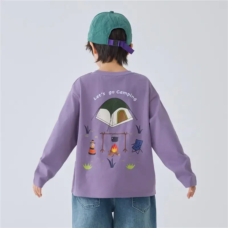 Haima Kids Long Sleeve T-Shirt Campfire Print White - Image 3