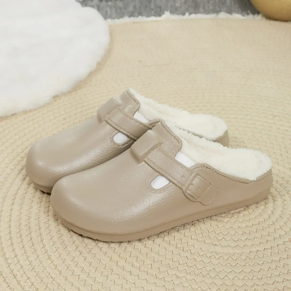 Women Fleece Lined Black Slipper Large - Image 3
