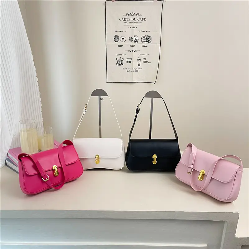 Pink Women's Lock Design Shoulder Bag 2025 - Image 8