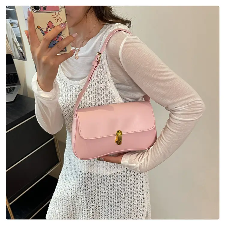 Pink Women's Lock Design Shoulder Bag 2025 — feature 17